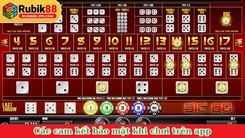 Các cam kết bảo mật khi chơi trên app