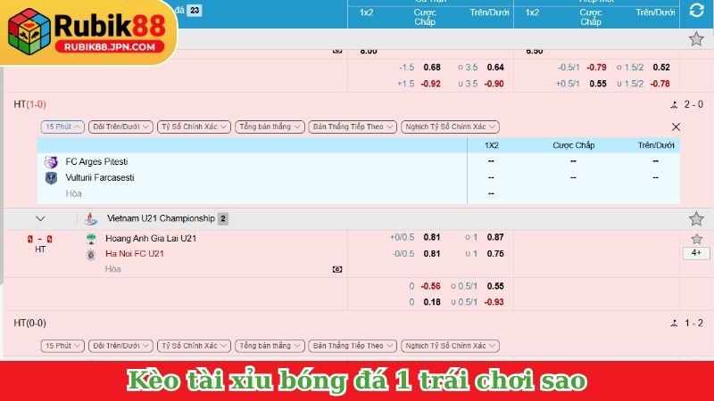 Kèo tài xỉu bóng đá 1 trái chơi sao