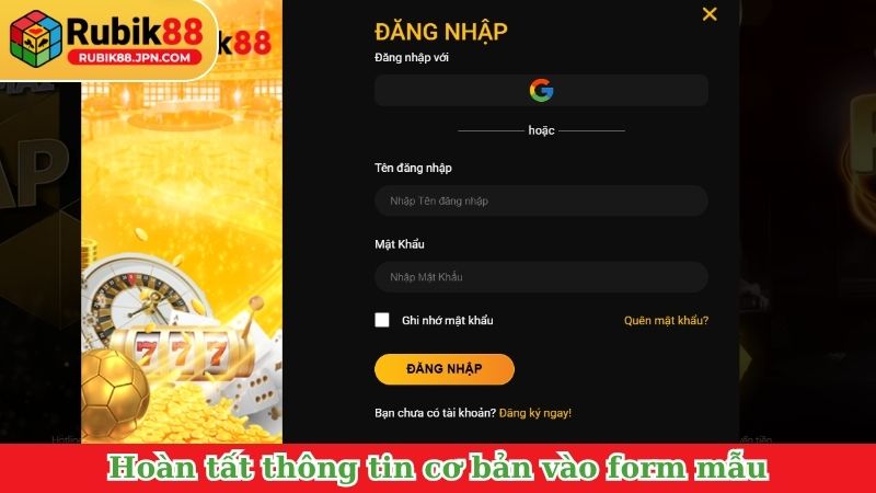 Hoàn tất thông tin cơ bản vào form mẫu